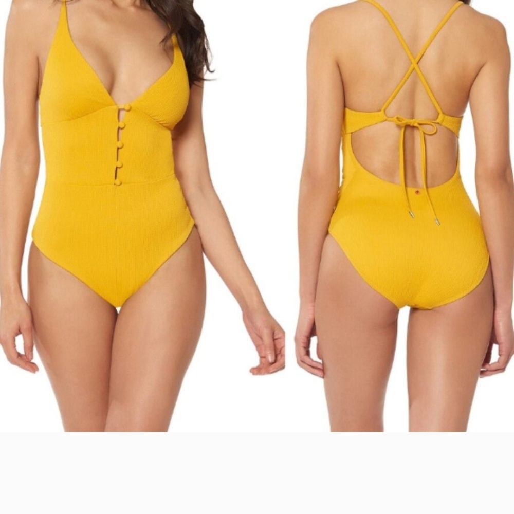 Res Yellow Ribbed One-Piece Swimsuit